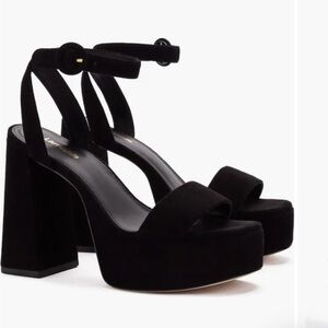 Larroude Dolly Ankle Strap Platform Sandal Black  6 1/2